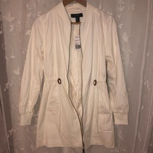 NWT F21 Longline Cream Bomber Jacket